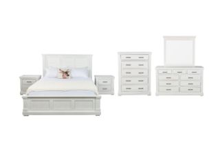 Picture of BICTON Bedroom Combo Set in Queen Size (White) - 6PC Combo Set