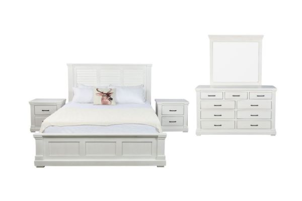 Picture of BICTON Bedroom Combo Set in Queen Size (White) - 5PC Combo Set