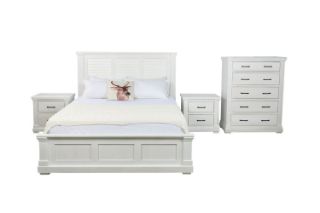 Picture of BICTON Bedroom Combo Set in Queen Size (White) - 4PC Combo Set