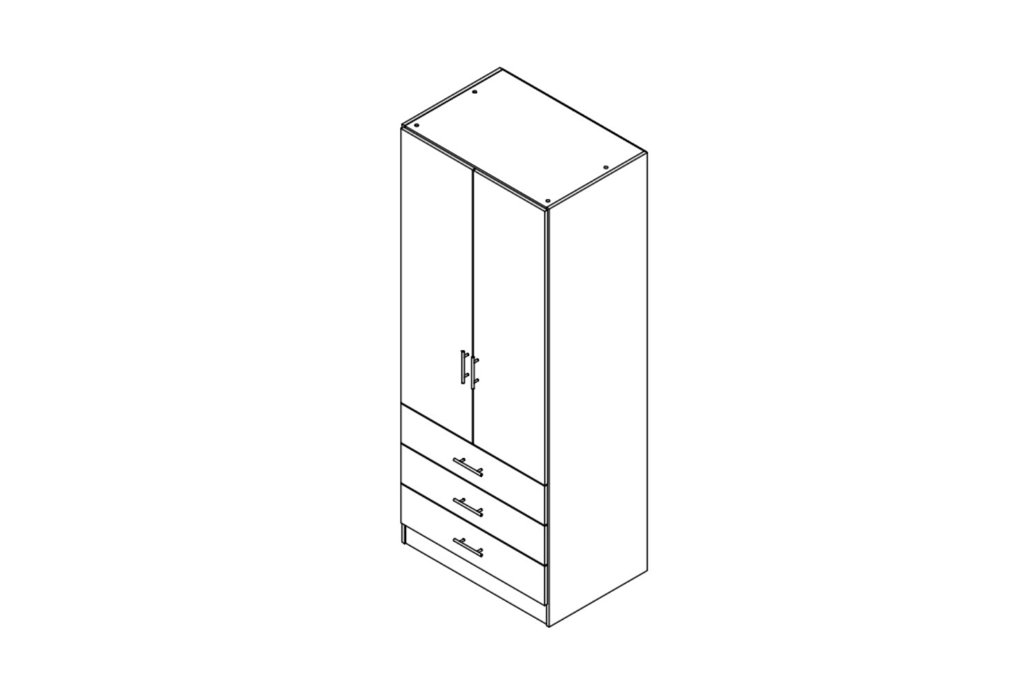 BESTA Wall Solution Modular Wardrobe 2 DOOR 3 DRAWER (AHK)