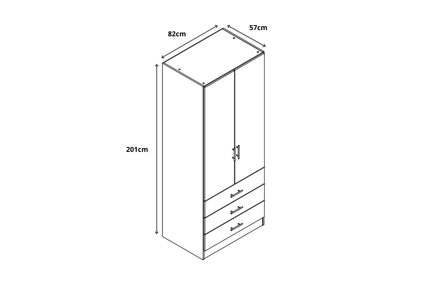 BESTA Wall Solution Modular Wardrobe - 2 DOOR 3 DRAWER (AHK)