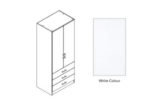 Picture of BESTA 2 DOOR 3 DRW Wall Solution Modular Wardrobe (AHK) - White Colour