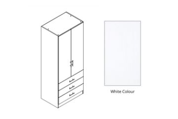 Picture of BESTA 2 DOOR 3 DRW Wall Solution Modular Wardrobe (AHK) - White Colour