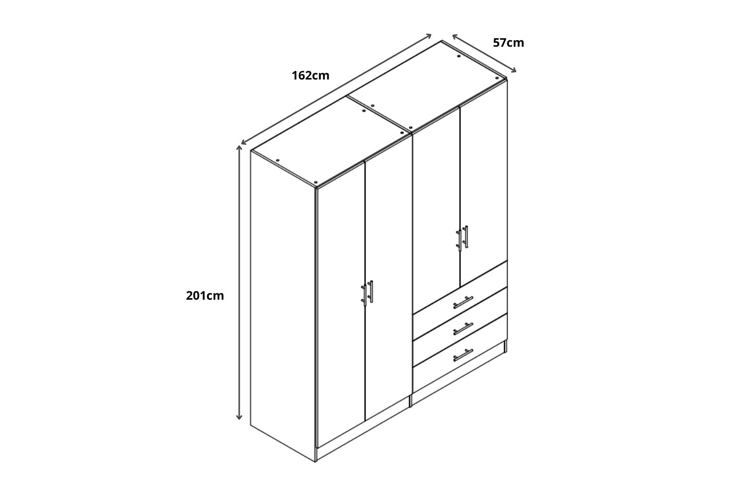 BESTA Wall Solution Modular Wardrobe - 4 DOOR 3 DRAWER (BFGHK)
