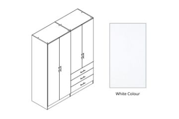 Picture of BESTA 4 DOOR 3 DRAWER Wall Solution Modular Wardrobe (BFGHK) - White Colour