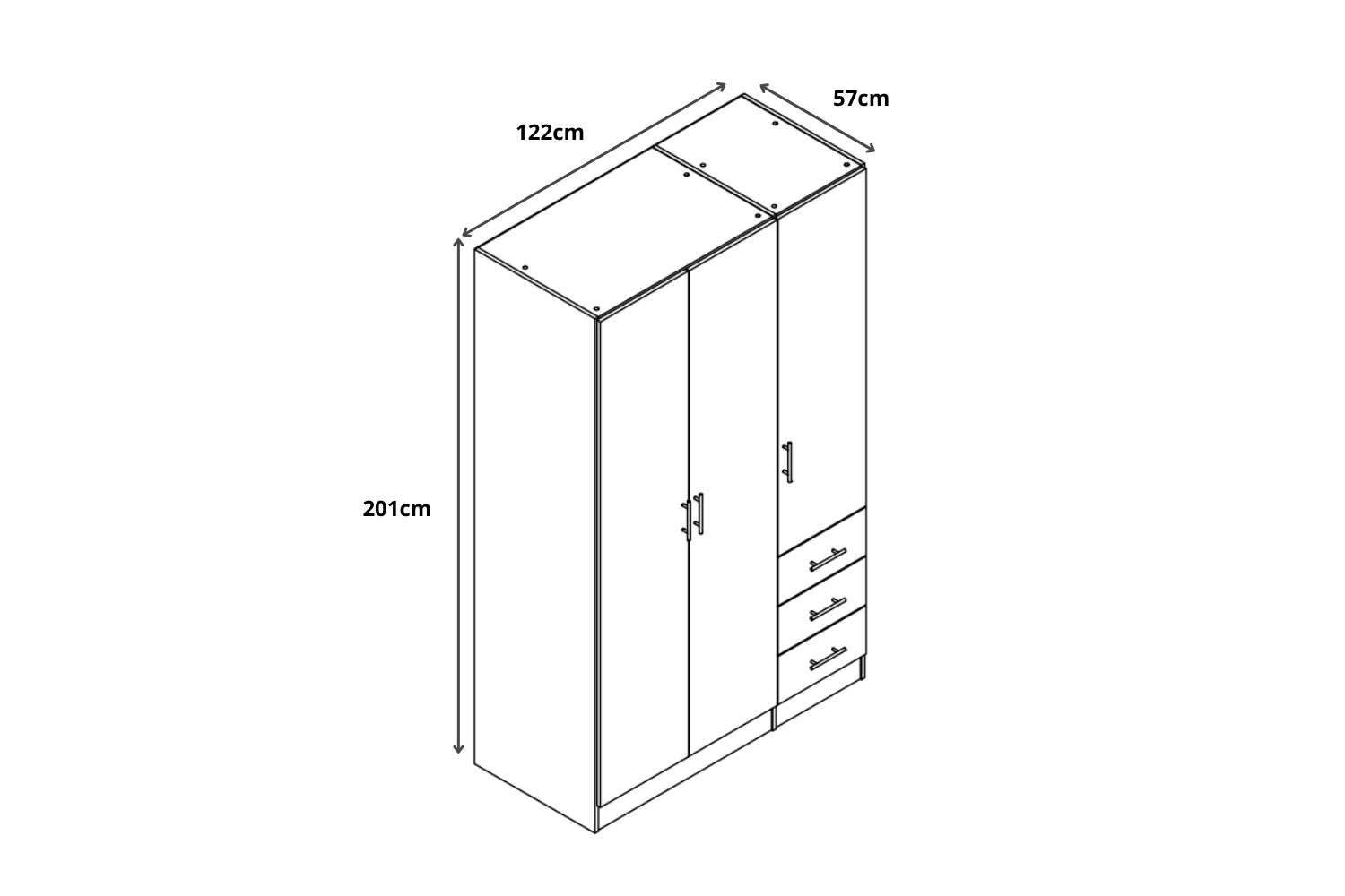BESTA Wall Solution Modular Wardrobe - 3 DOOR 3 SHORT DRAWER (BDFG)