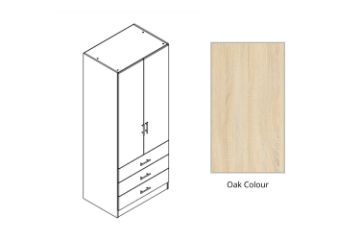 Picture of BESTA 2 DOOR 3 DRW Wall Solution Modular Wardrobe (AHK) - Oak Colour