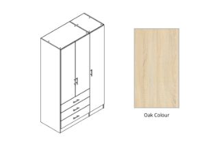 Picture of BESTA 3 DOOR 3 DRW Wall Solution Modular Wardrobe (BEHK) - Oak Colour