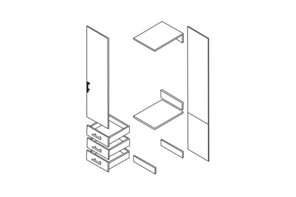 Picture of BESTA Wall Solution Modular Wardrobe - Part D (White Colour)