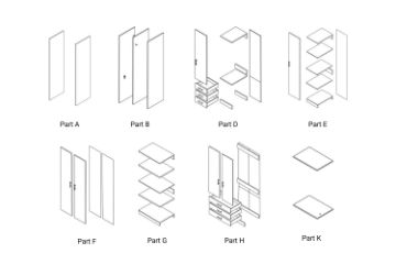 Picture of BESTA Wall Solution Modular Wardrobe - Parts for Customisation (Oak Colour)
