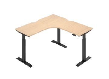 Picture of UP1 150/160 L-SHAPE Adjustable Height Standing Desk (Oak Top Black Base)