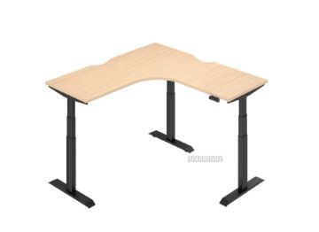 Picture of UP1 150/160 L-SHAPE Adjustable Height Standing Desk (Oak Top Black Base)