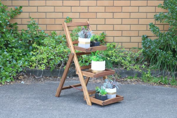 Picture of BISTRO 80cmx65cm 3-Tier Outdoor Wooden Pot Stand/Shelf