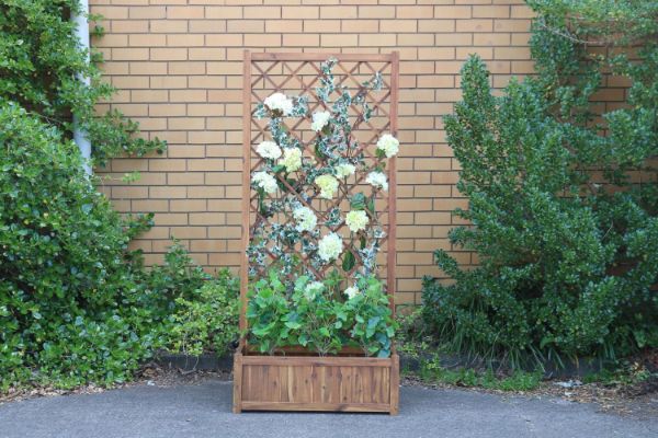 Picture of BISTRO Outdoor Acacia Wood Flower Pot with Trellis (Large) (80x38x180)