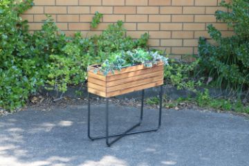 Picture of BISTRO Outdoor Rectangular Wooden Pot/Planter with Steel Legs (62x22x60)