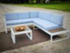 Picture of BELMOND Aluminum Sectional Outdoor Lounge Sofa Set (Light Grey Cushions + White Frame)