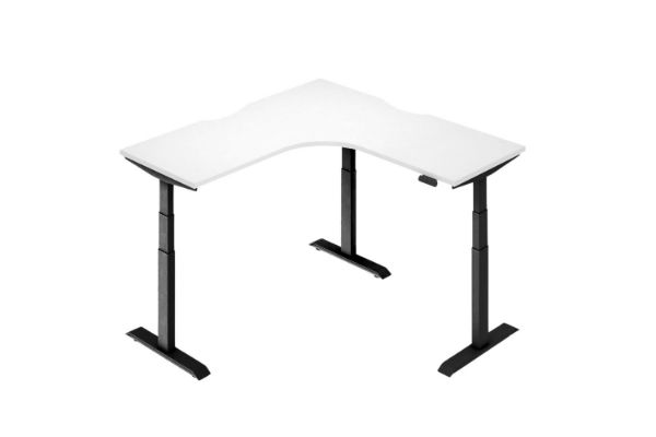 Picture of UP1 150/160 L-SHAPE Adjustable Height Standing Desk (White Top Black Base)