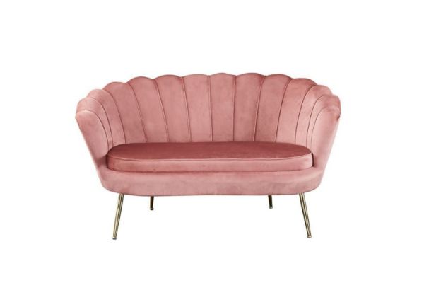 Picture of EVELYN Curved Flared Velvet Love Seat (Pink)
