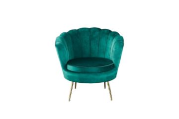 Picture of EVELYN Curved Flared Accent Velvet Chair (Green)
