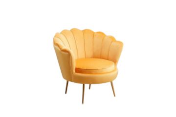 Picture of EVELYN Curved Flared Accent Velvet Chair (Yellow)