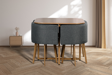 Picture of FREEMAN Space Saver 5PC Dining Set (Wood Table + Grey Chairs)