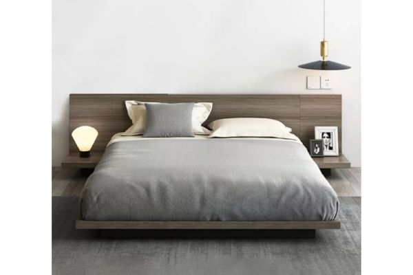 Picture of YORU 2PC/3PC Japanese Bed Base Set with Headboard in Queen/Super King Size (Dark Grey)