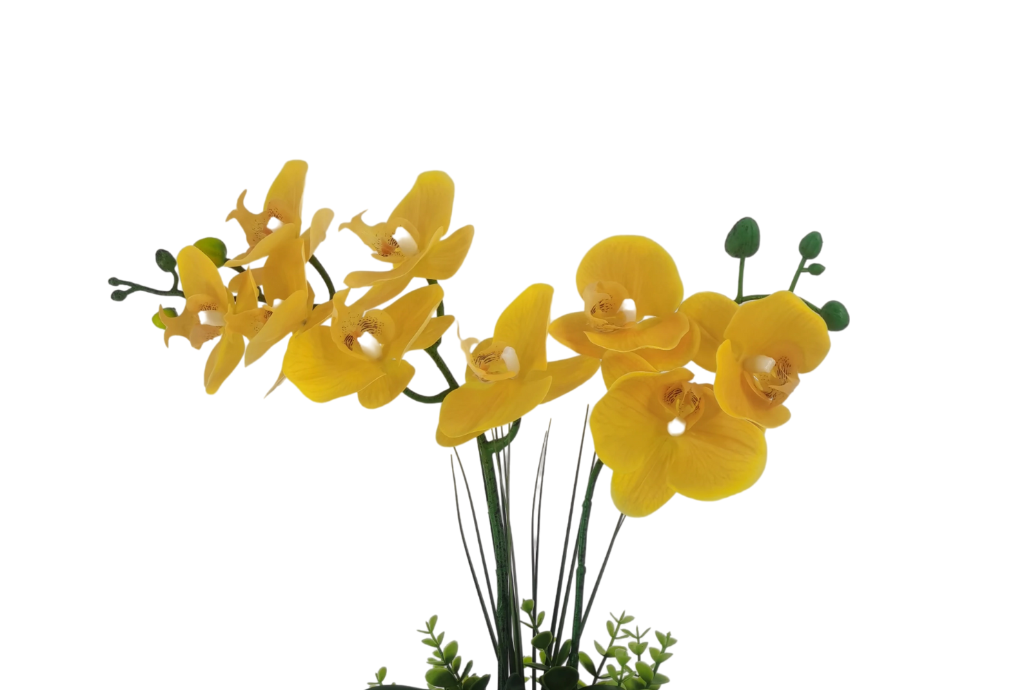 ARTIFICIAL PLANT Yellow Orchid with White Vase (H55cm)