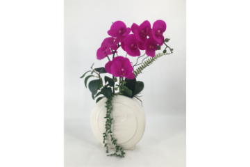 Picture of ARTIFICIAL PLANT Pink Orchid with Round White Vase (H55cm)