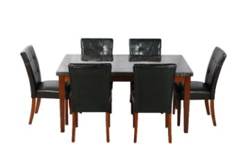 Picture of SOMMERFORD 7PC Marble Top Dining Set (Dark Tiles Pattern) - Black Chairs