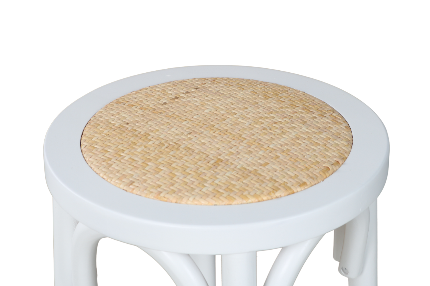 MAUI Solid Beech Rattan Seat Bar Stool (White)