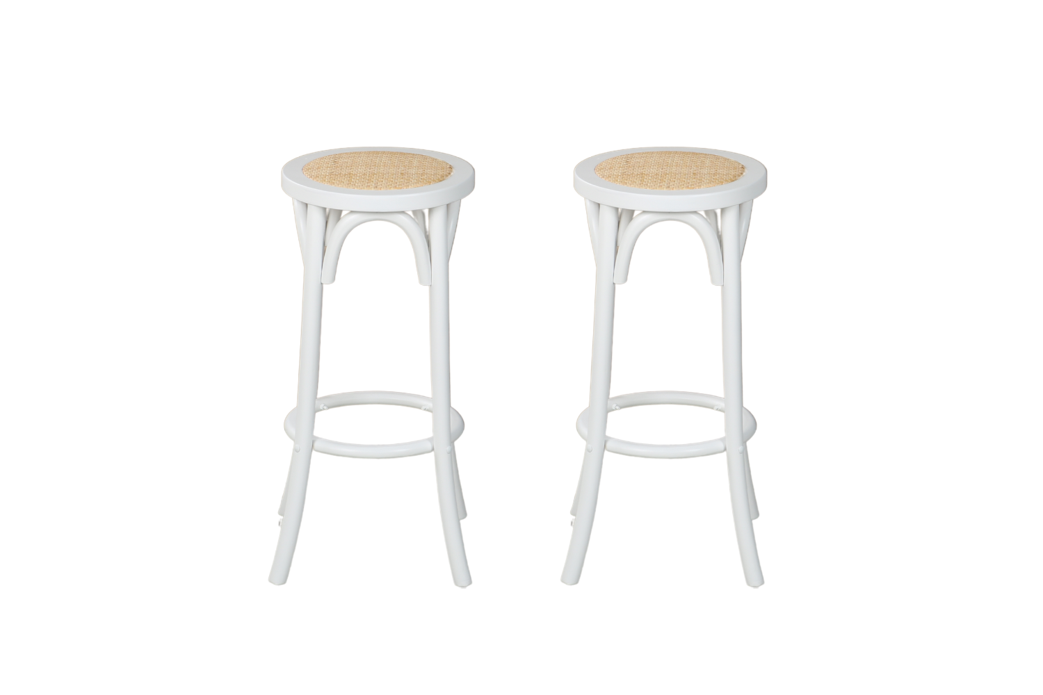 MAUI Solid Beech Rattan Seat Bar Stool (White)