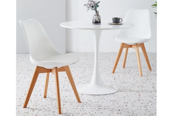 Picture of TULIP Dining Set  - 100cm table with 2 chairs (White)