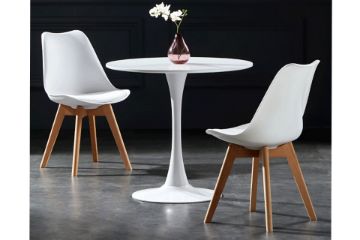 Picture of TULIP Dining Set  - 100cm table with 2 Chairs (White)