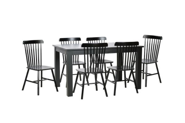 Picture of VICTOR 7PC Dining Set (Black) - 1.6M Table + 6 Chairs