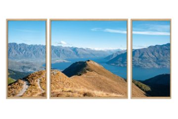 Picture of BEN LOMOND QUEENSTOWN NEW ZEALAND - Wood Colour Framed Canvas Print Wall Art (200cmx70cm) (3 Panels)