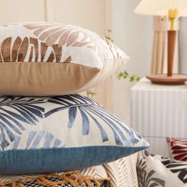 Picture of PALM LEAVES 3D Jacquard Pillow Cushion with Inner - Cushion 96567 Golden (45cmx45cm)