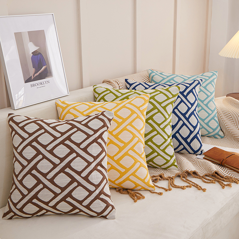 GEOMETRIC Jacquard Fabric Pillow Cushion with Inner Assorted (45cmx45cm)