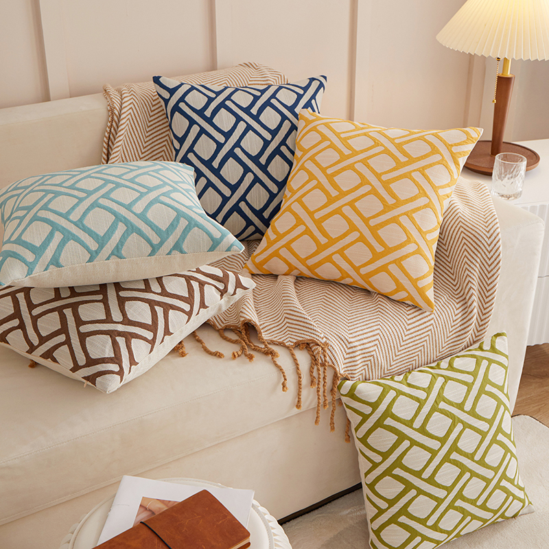 GEOMETRIC Jacquard Fabric Pillow Cushion with Inner Assorted (45cmx45cm)