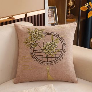 Picture of ORIENTAL Style Chenille Jacquard Pillow Cushion with Inner Assorted - Cushion 46892 (Khaki)