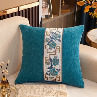 Picture of ORIENTAL Style Chenille Jacquard Pillow Cushion with Inner Assorted - Cushion 31950 (Blue)