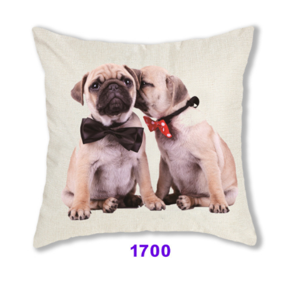 Picture of SQUARE Linen Cushion with Inner Assorted - Cushion HJJ03 (Two Puppies)