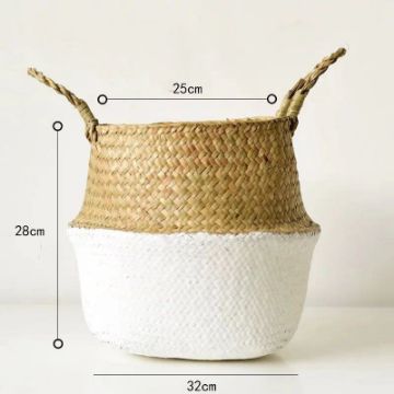 Picture of SEAGRASS Belly Basket/Floor Planter/Storage Belly Basket (White & Natural Two Tone) - Large