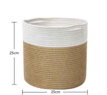 Picture of JUTE Rope Plant Basket/Storage Organizer (White & Natural) - Large Size