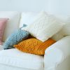 Picture of DIAMOND Pattern Hand-Knitted Pillow Cushion with Inner (45cmx45cm) - Blue