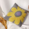 Picture of DAISY Floral Style Square Jacquard Cushion with Inner (45cmx45cm) - White Base Yellow Daisy