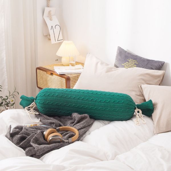 Picture of CANDY STYLE Hand Knit Bolster Cushion with Inner (20x20x60cm) - Green