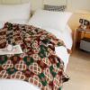 Picture of PROVINCE Knitted Throw Blanket with Tassels 130cmx170cm (Green-Coffee-White)