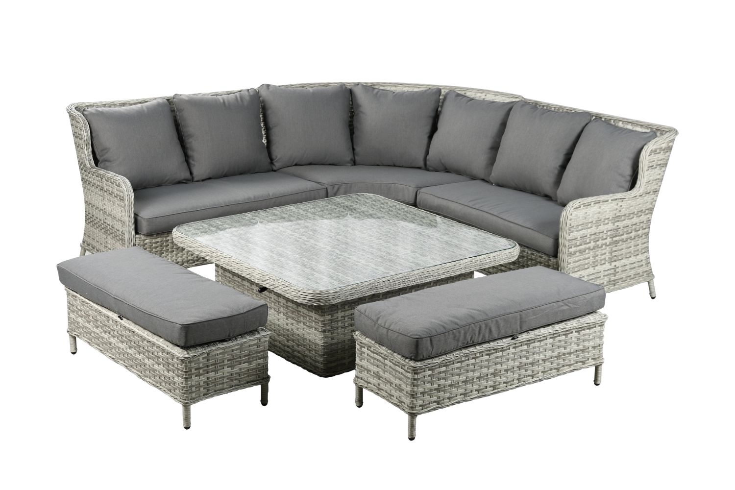 BARCELONA 6PC Sectional Outdoor Lounge & Dining Sofa Set (Gas Lift Table)