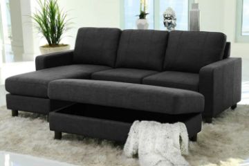 Picture of BODEN Reversible Sectional Sofa with Lift-Up Storage Ottoman (Dark Grey)