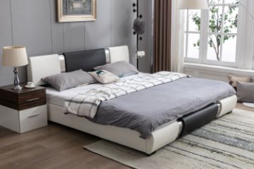 Picture of VANCOUVER Vinyl Bed Frame in Queen Size (Black & White)